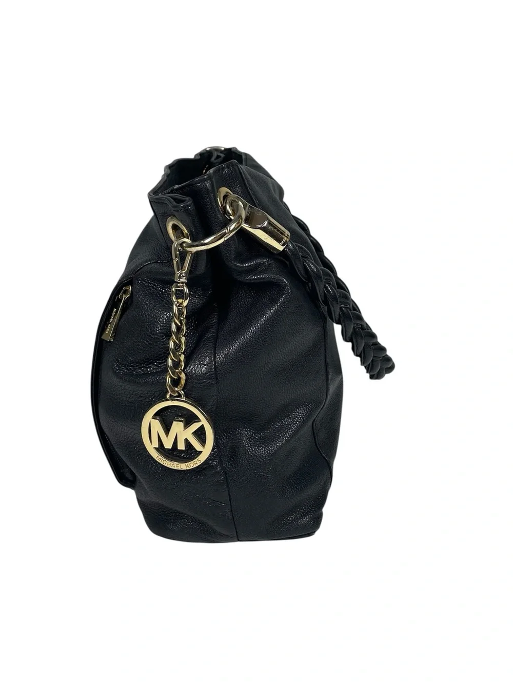 Michael Kors Naomi Hobo Slouchy Shoulder Bag Twist Braided Handle Black Leather